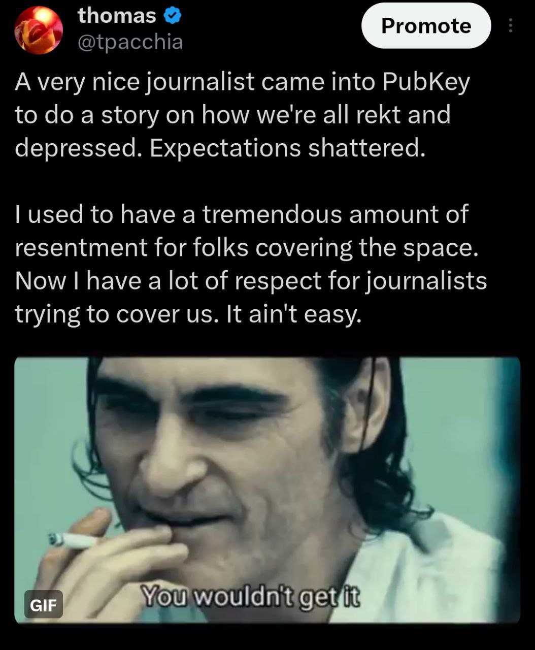 Thomas tweet about NY Mag journalist visiting PubKey